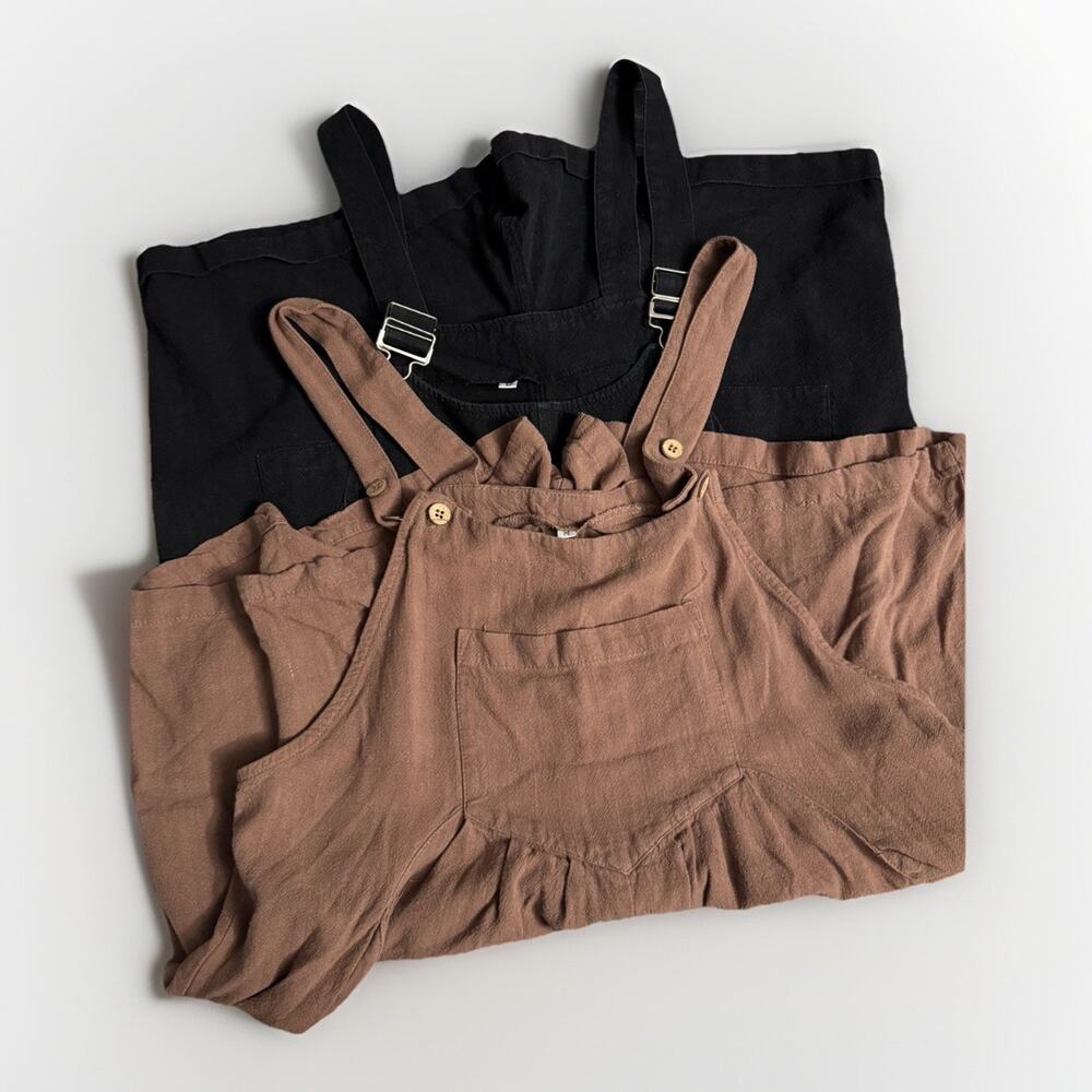 LOT OF 2: Women’s Rompers Overalls Shortalls Brown Black Casual Boho Medium